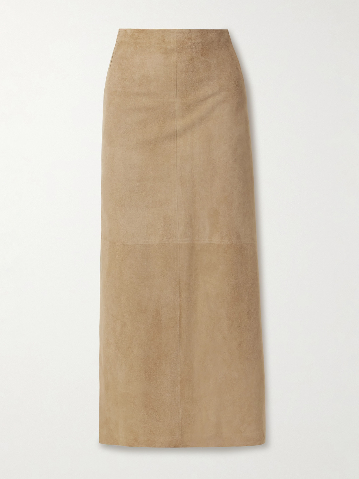 The Row Danas Paneled Suede Midi Skirt In Neutral