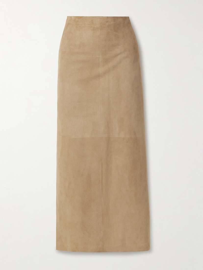 The Row Danas Paneled Suede Midi Skirt