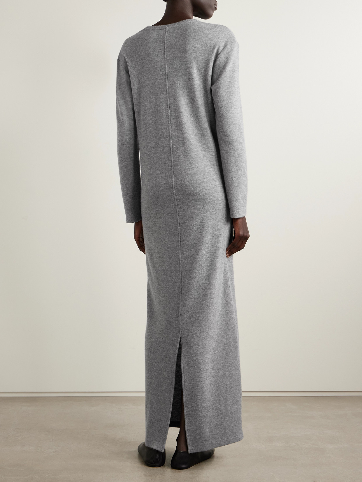 The Row Aline Cashmere Maxi Dress In Gray