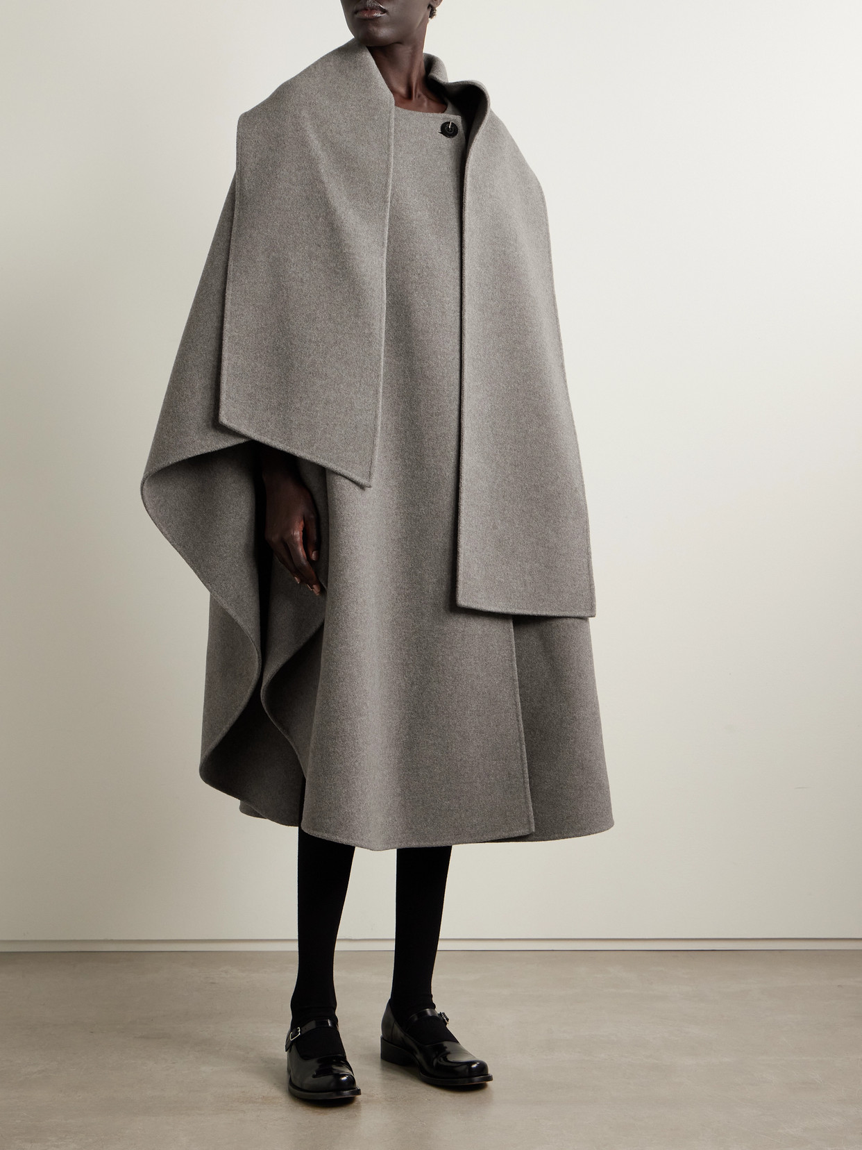 The Row Justino Scarf-detailed Cape-effect Wool Coat In Multi