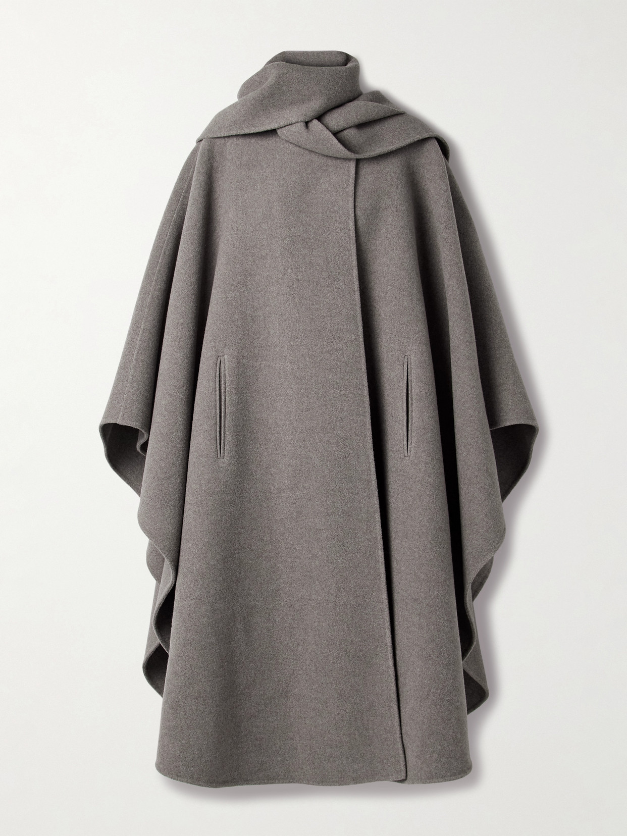 The Row Justino Scarf-detailed Cape-effect Wool Coat In Brown
