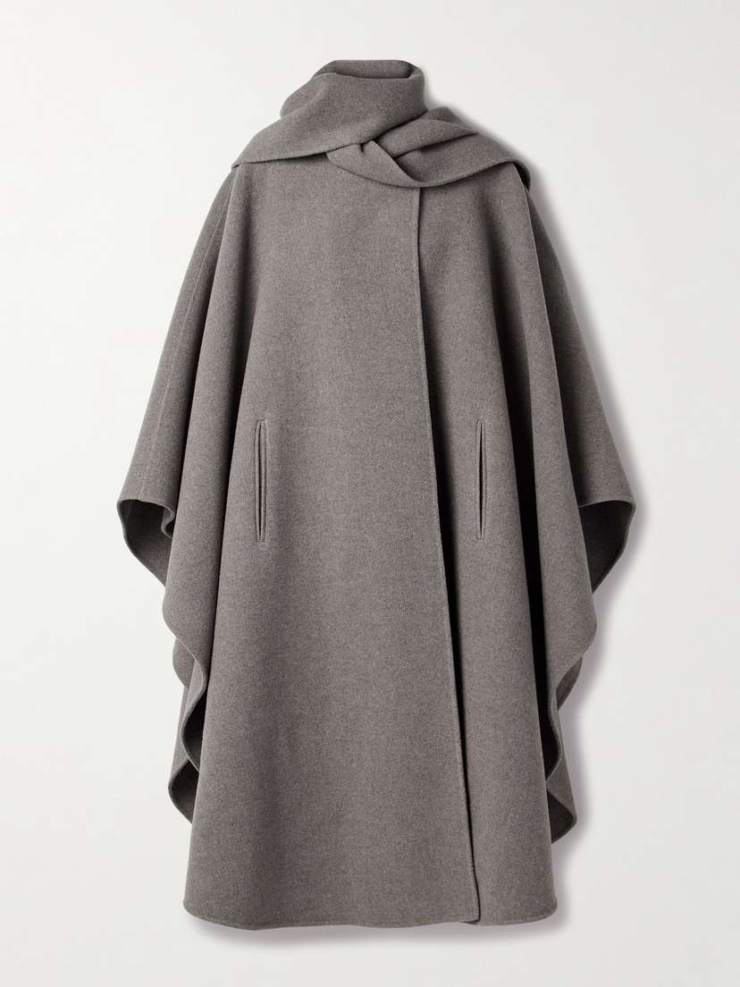 The Row Justino Scarf-detailed Cape-effect Wool Coat