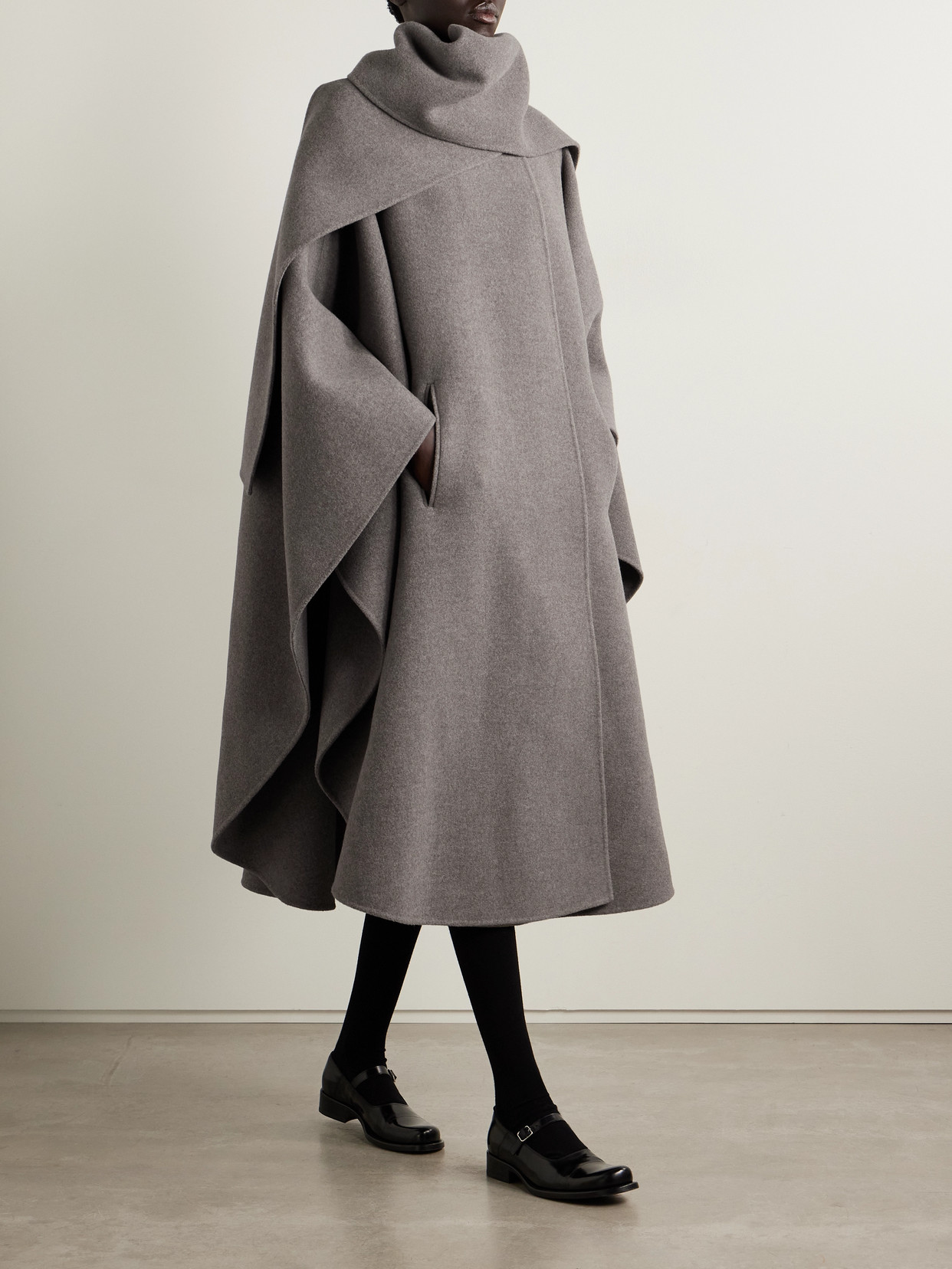 The Row Justino Scarf-detailed Cape-effect Wool Coat In Multi