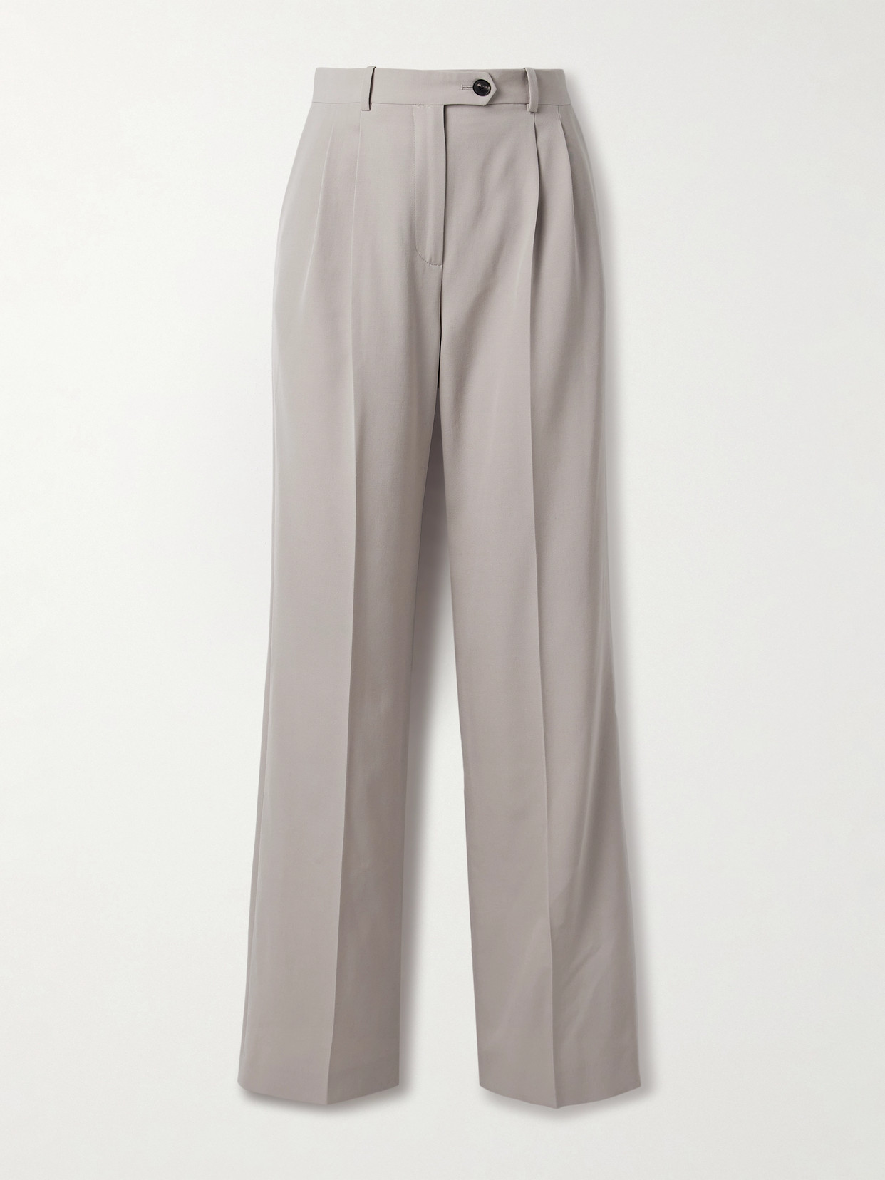 The Row Virgil Silk, Wool And Cotton-blend Straight-leg Pants In Gray