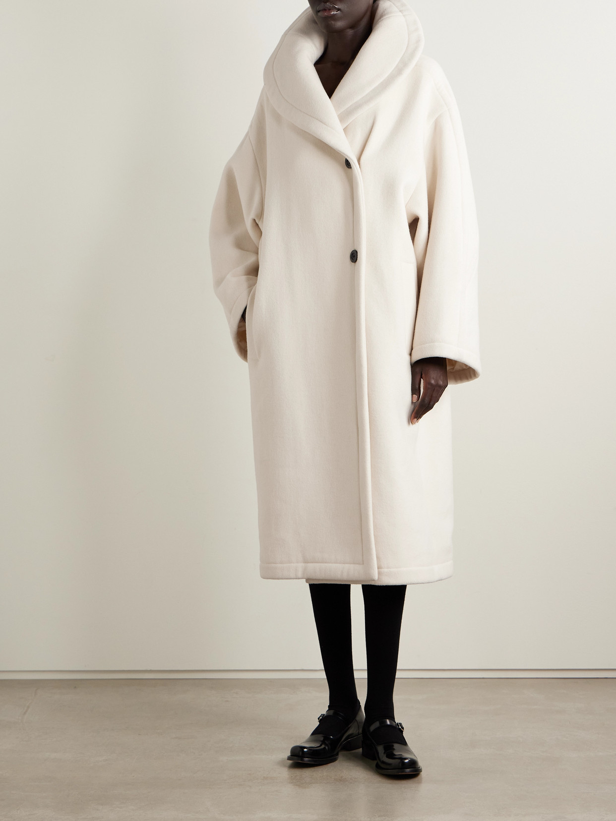 The Row Regino Oversized Wool Coat In White