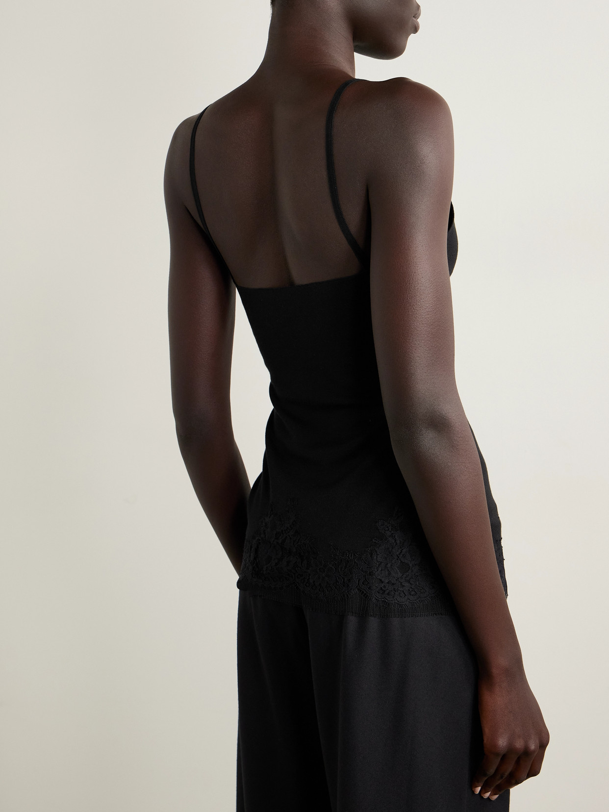 The Row Makka Lace-trimmed Silk Camisole In Black