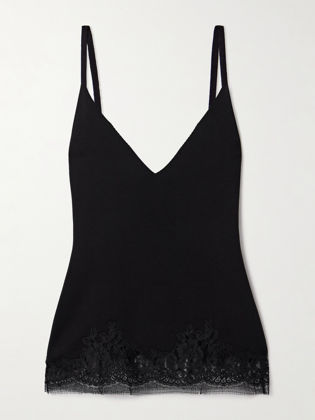 The Row Makka Lace-trimmed Silk Camisole In Black