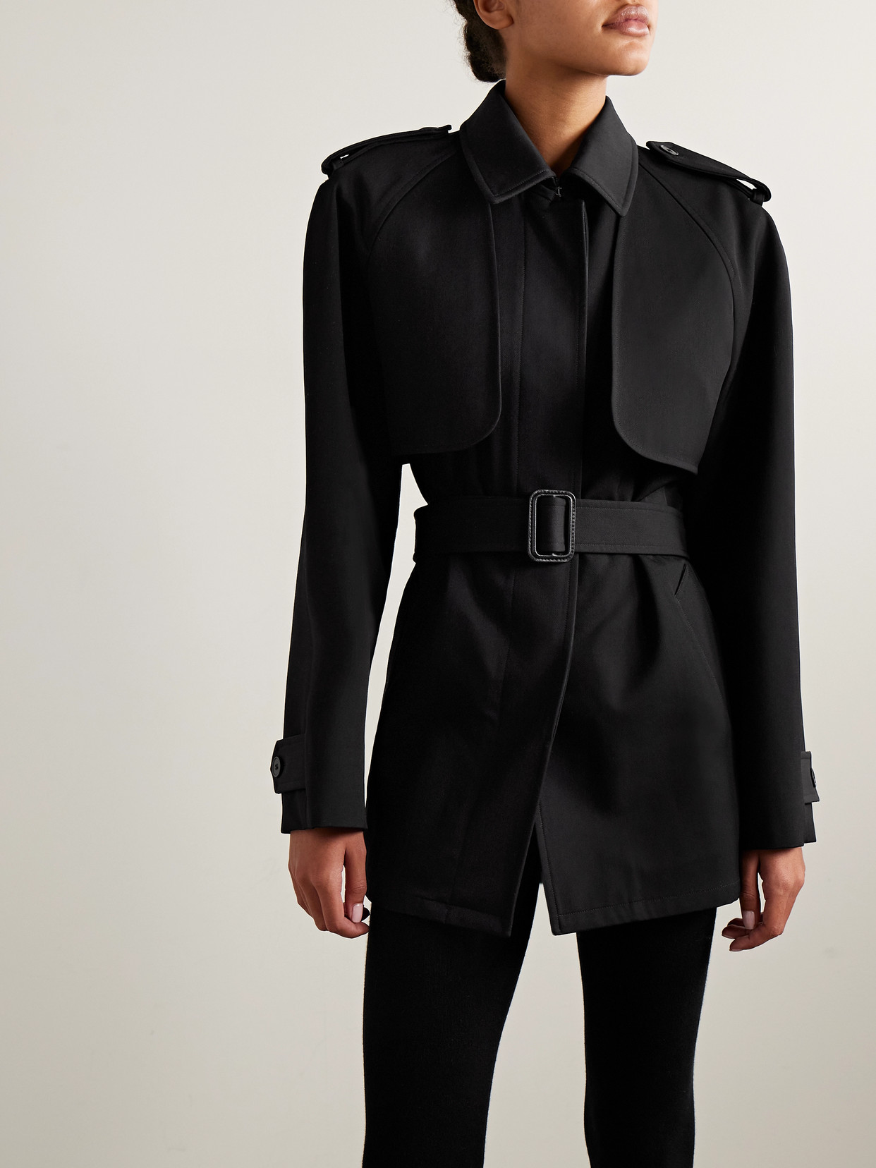 The Row Usuaia Belted Wool-twill Jacket In Black
