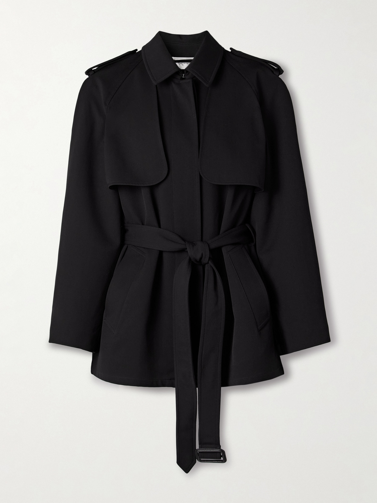 The Row Usuaia Belted Wool-twill Jacket In Black
