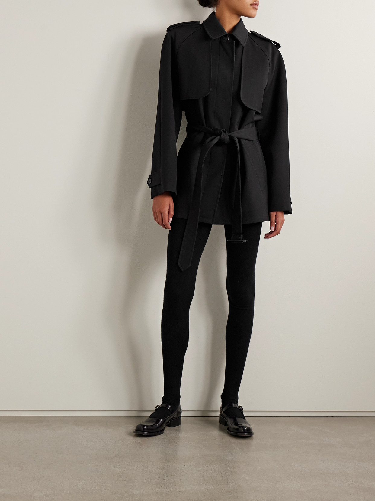 The Row Usuaia Belted Wool-twill Jacket In Black