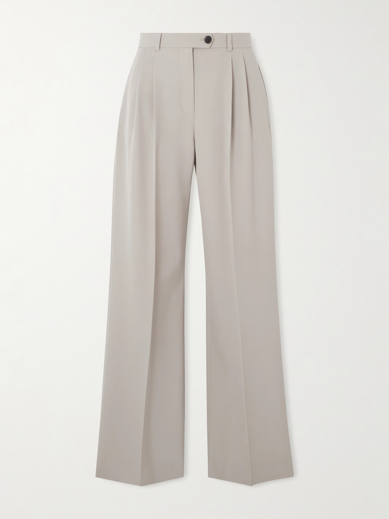 The Row Virgil Pleated Wool-gabardine Wide-leg Pants In Gray