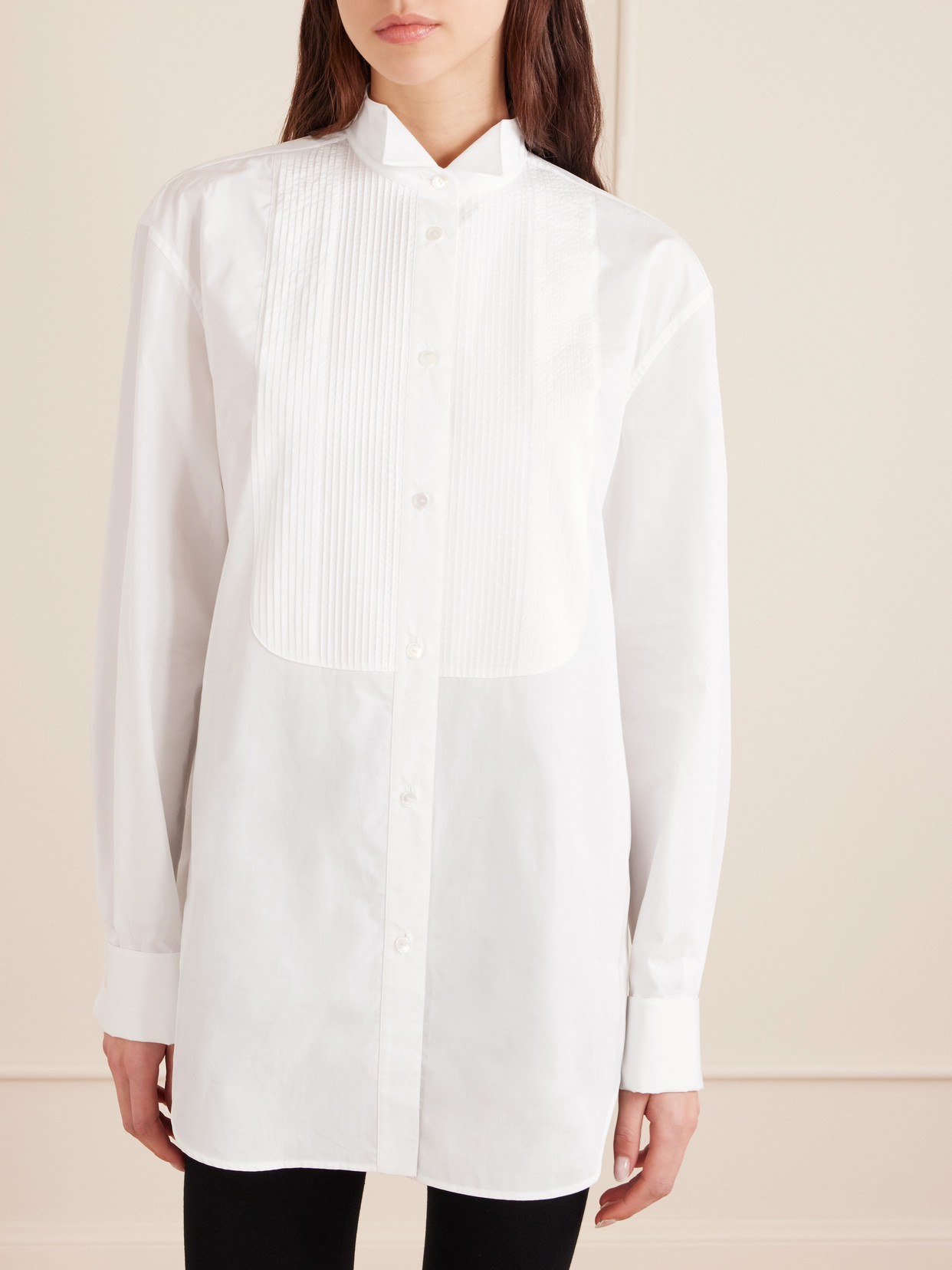 The Row Erelia Pintucked Cotton-poplin Shirt In White