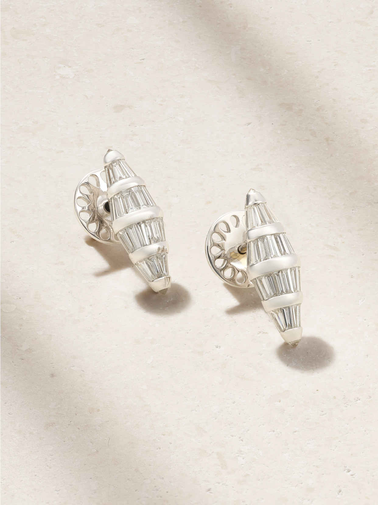 Nikos Koulis 18-karat White Gold Diamond Earrings In Gray