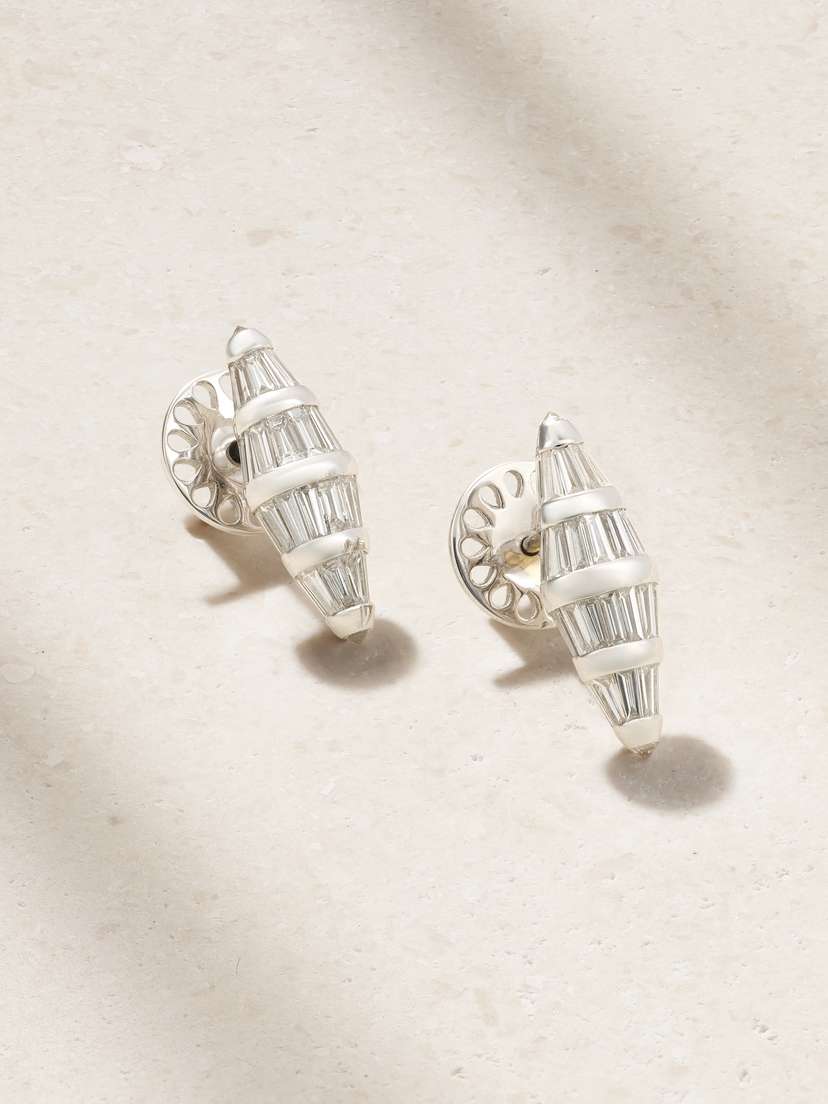 Nikos Koulis 18-karat White Gold Diamond Earrings