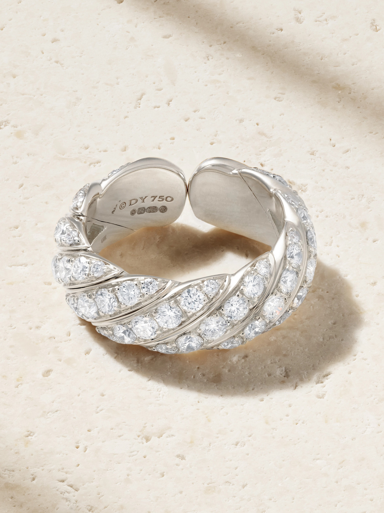 David Yurman 18-karat White Gold Diamond Ring In Silver