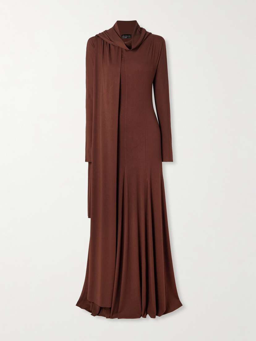 Cortana Velora Scarf-detailed Stretch-jersey Maxi Dress