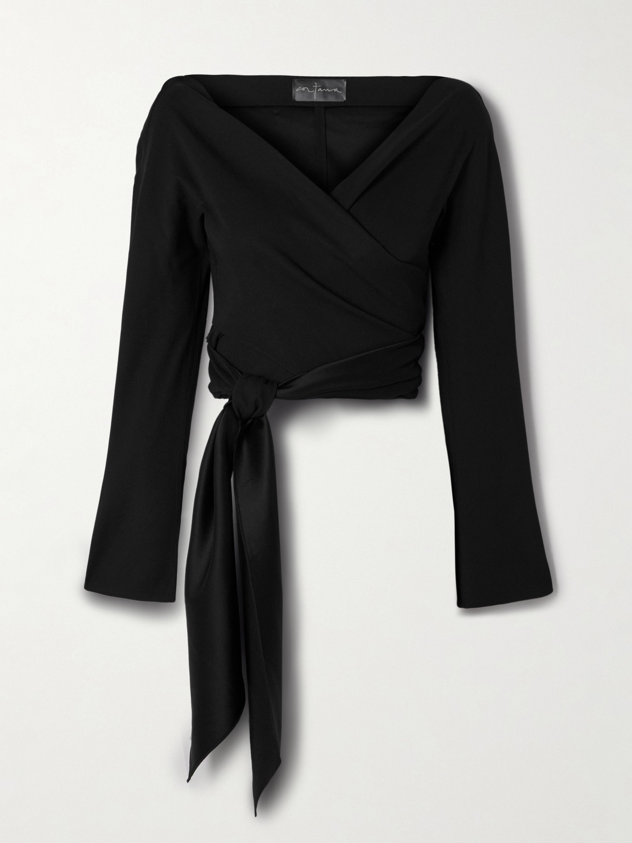 Cortana Ever Off-the-shoulder Stretch-crepe Wrap Blouse In Black