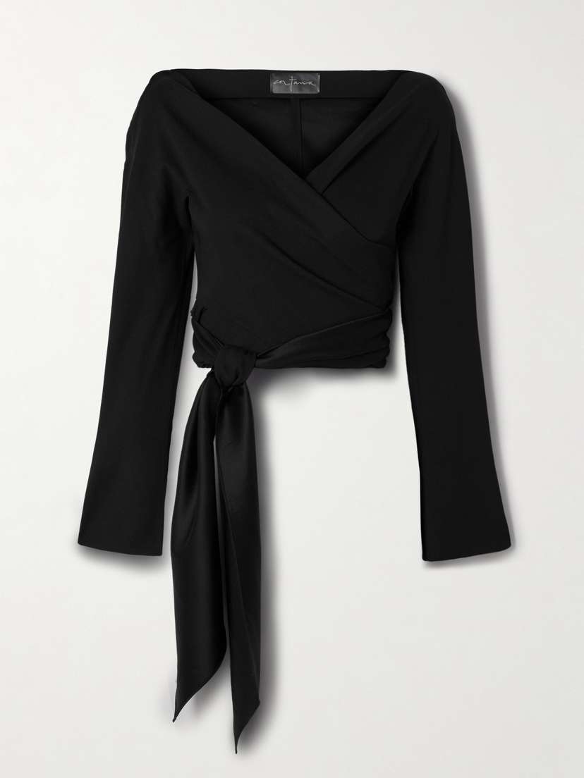 Cortana Ever Off-the-shoulder Stretch-crepe Wrap Blouse