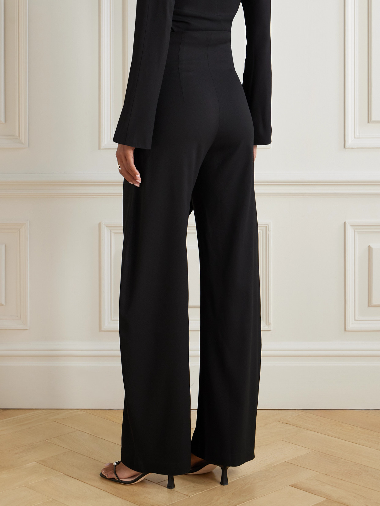 Cortana Ever Stretch-crepe Barrel-leg Pants In Black