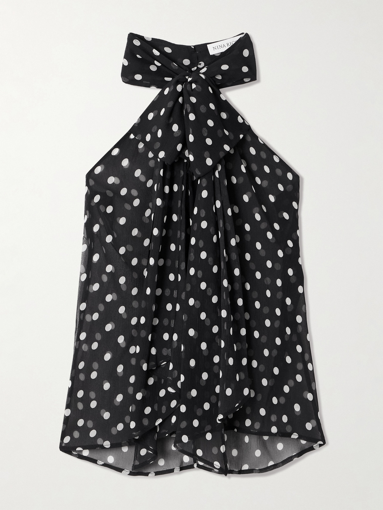 Nina Ricci Pussy-bow Polka-dot Silk-muslin Blouse In Black