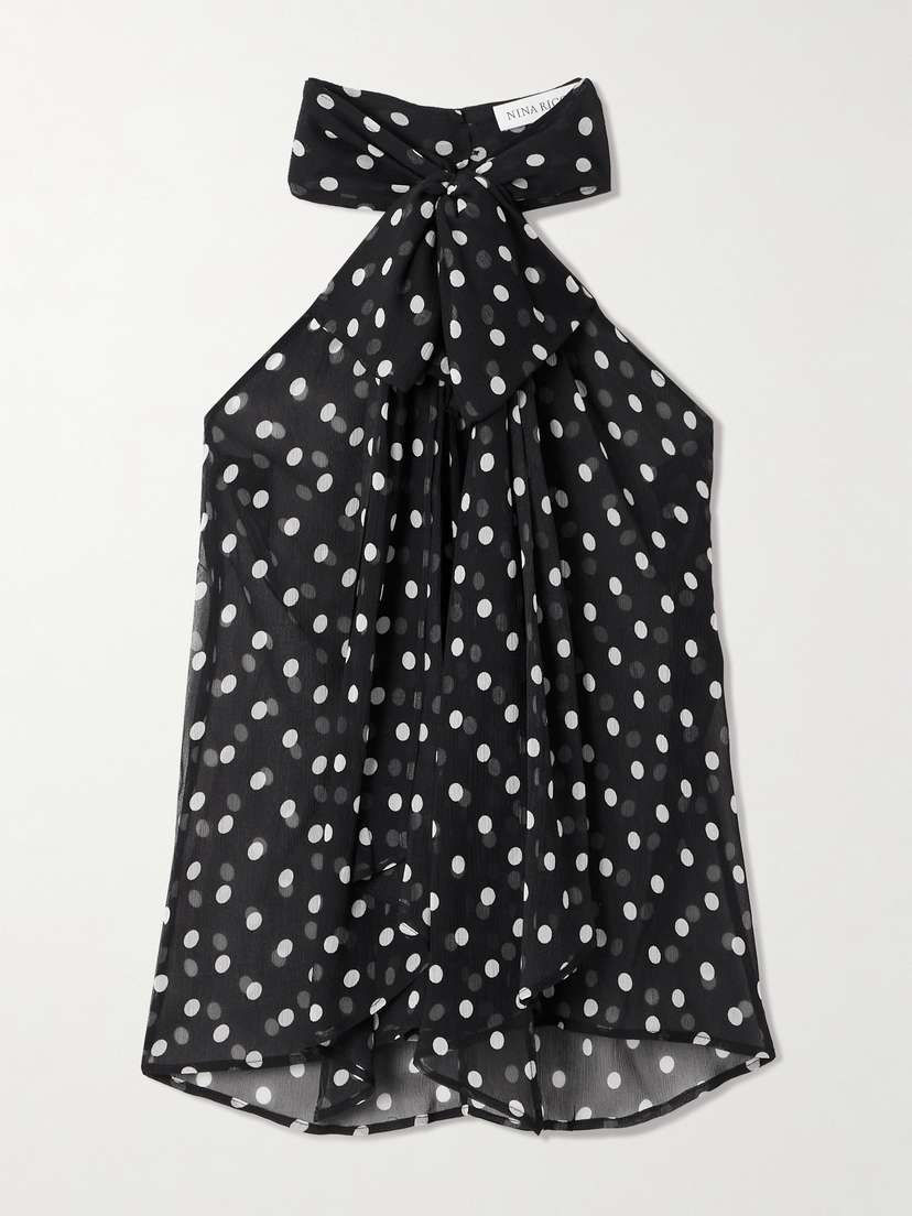Nina Ricci Pussy-bow Polka-dot Silk-muslin Blouse