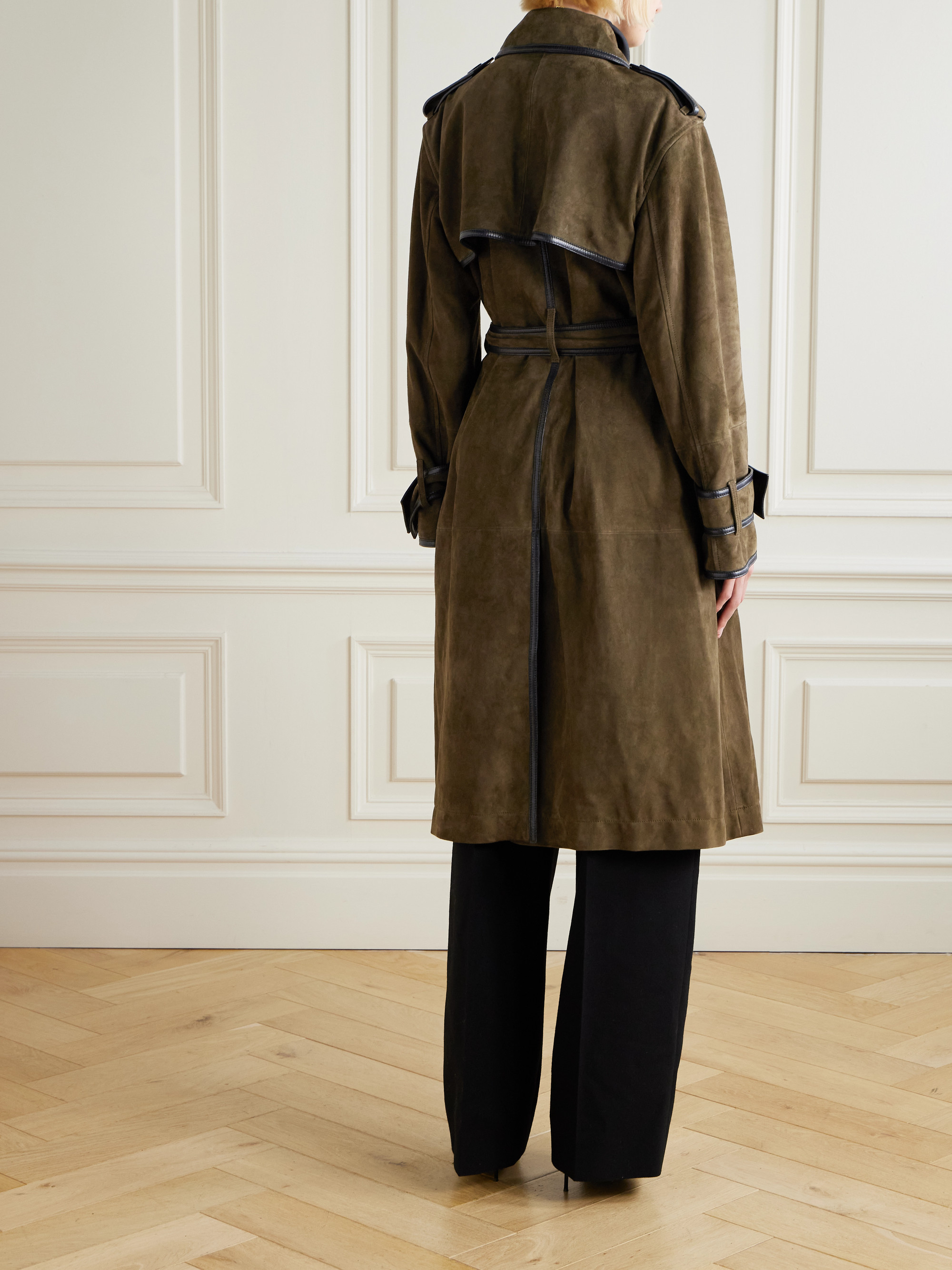 NINA RICCI チェスターコート　起毛生地　イタリア製　サイズ50(XL) Nina Ricci - Double-breasted belted velvet and leather-trimmed