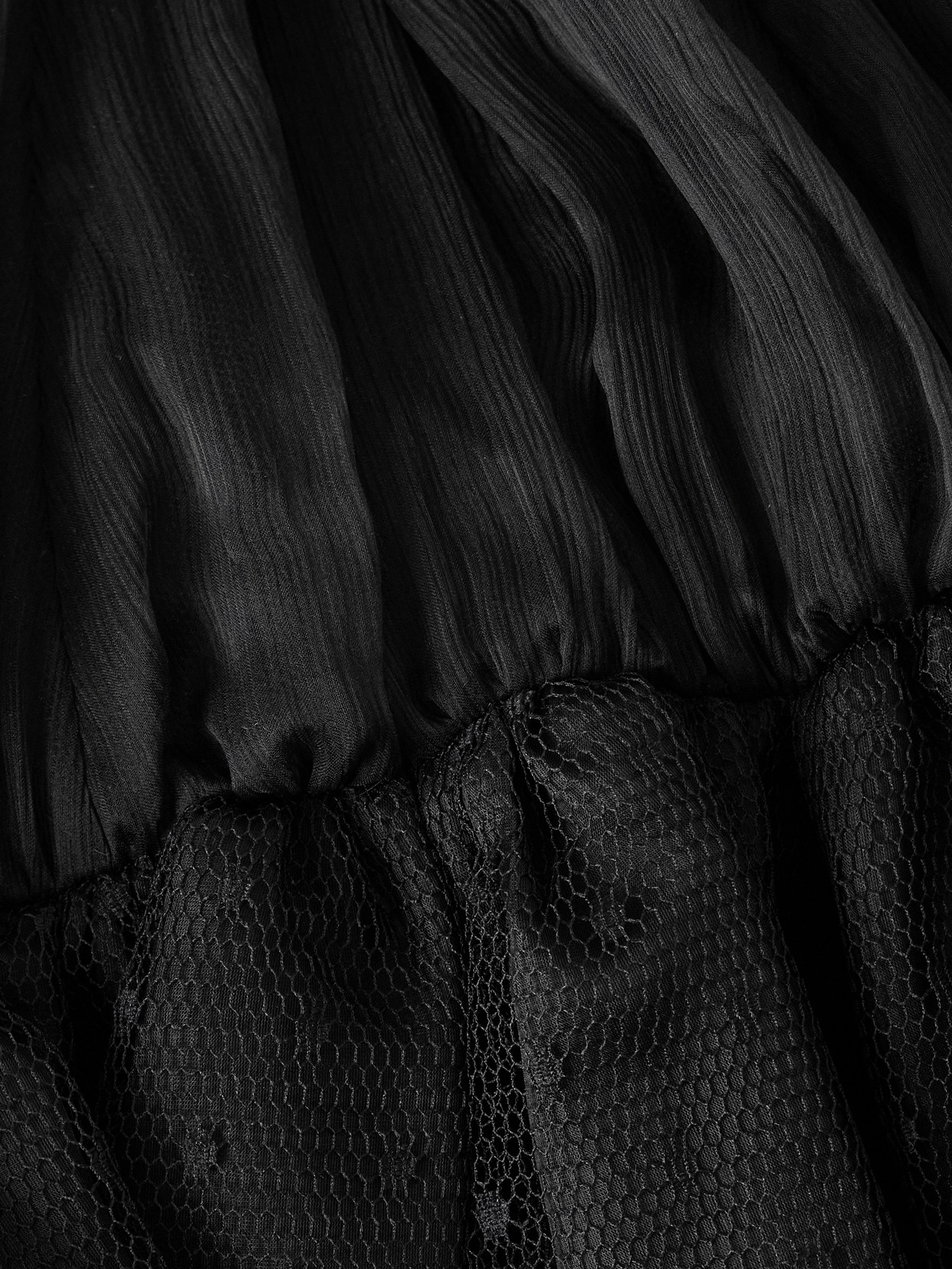 Nina Ricci Halterneck Ruffled Crinkled Silk-chiffon And Polka-dot Mesh Mini Dress In Black