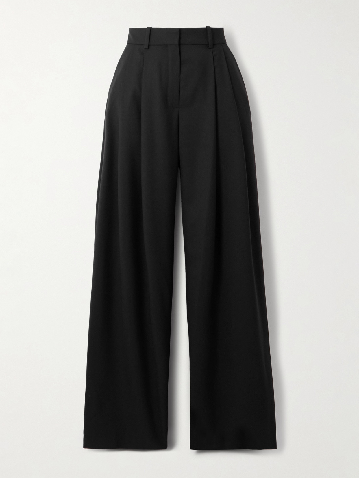 NINA RICCI - Pleated Wool-gabardine Wide-leg Pants - Black