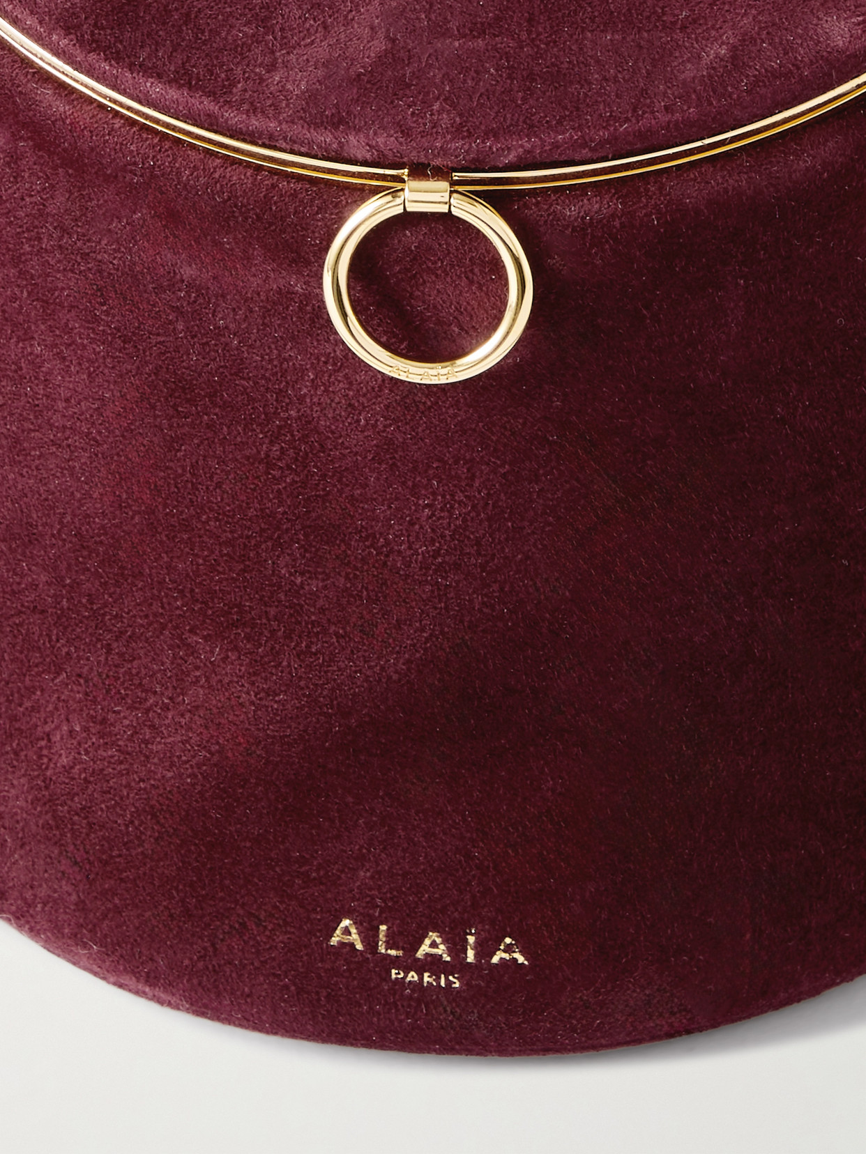 Alaïa La Canette Small Suede Shoulder Bag In Burgundy
