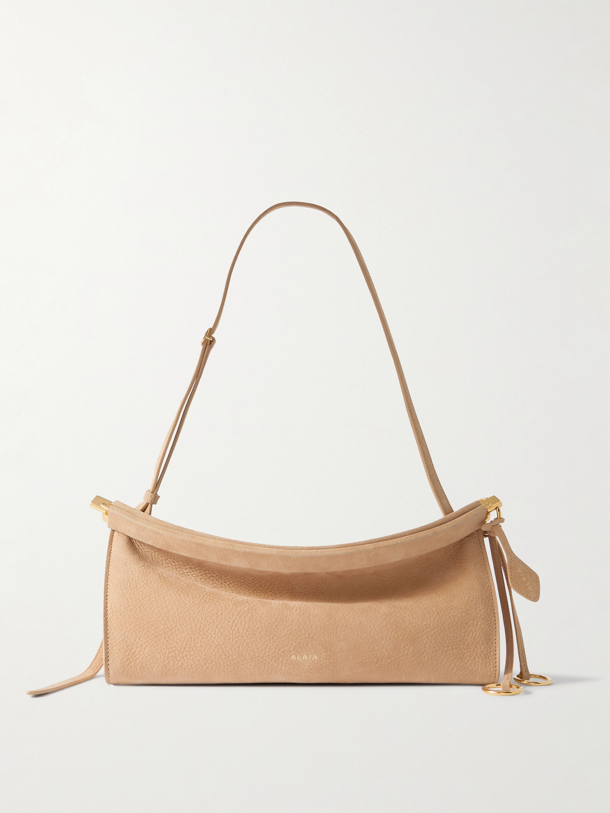 Alaïa Click Medium Nubuck Shoulder Bag In Neutral