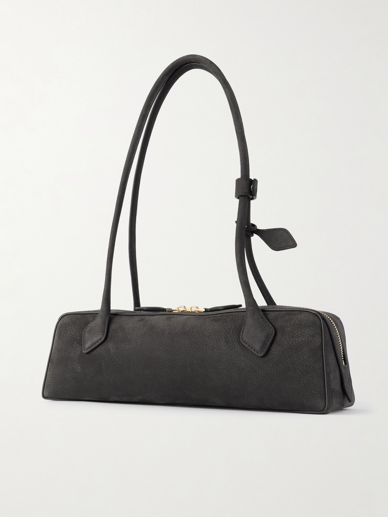 Alaïa Le Teckel Medium Nubuck Shoulder Bag In Gray