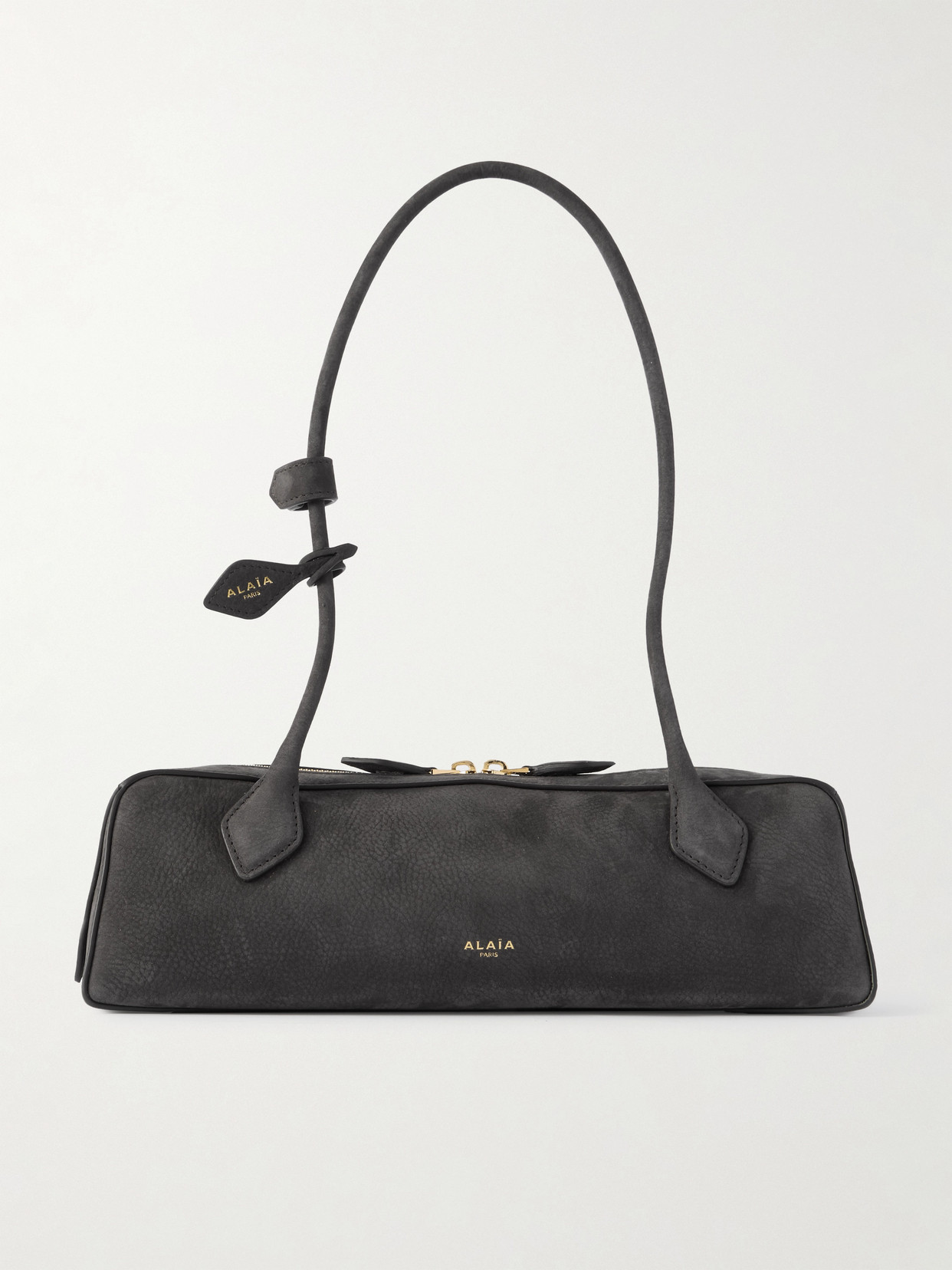 Alaïa Le Teckel Medium Nubuck Shoulder Bag In Gray