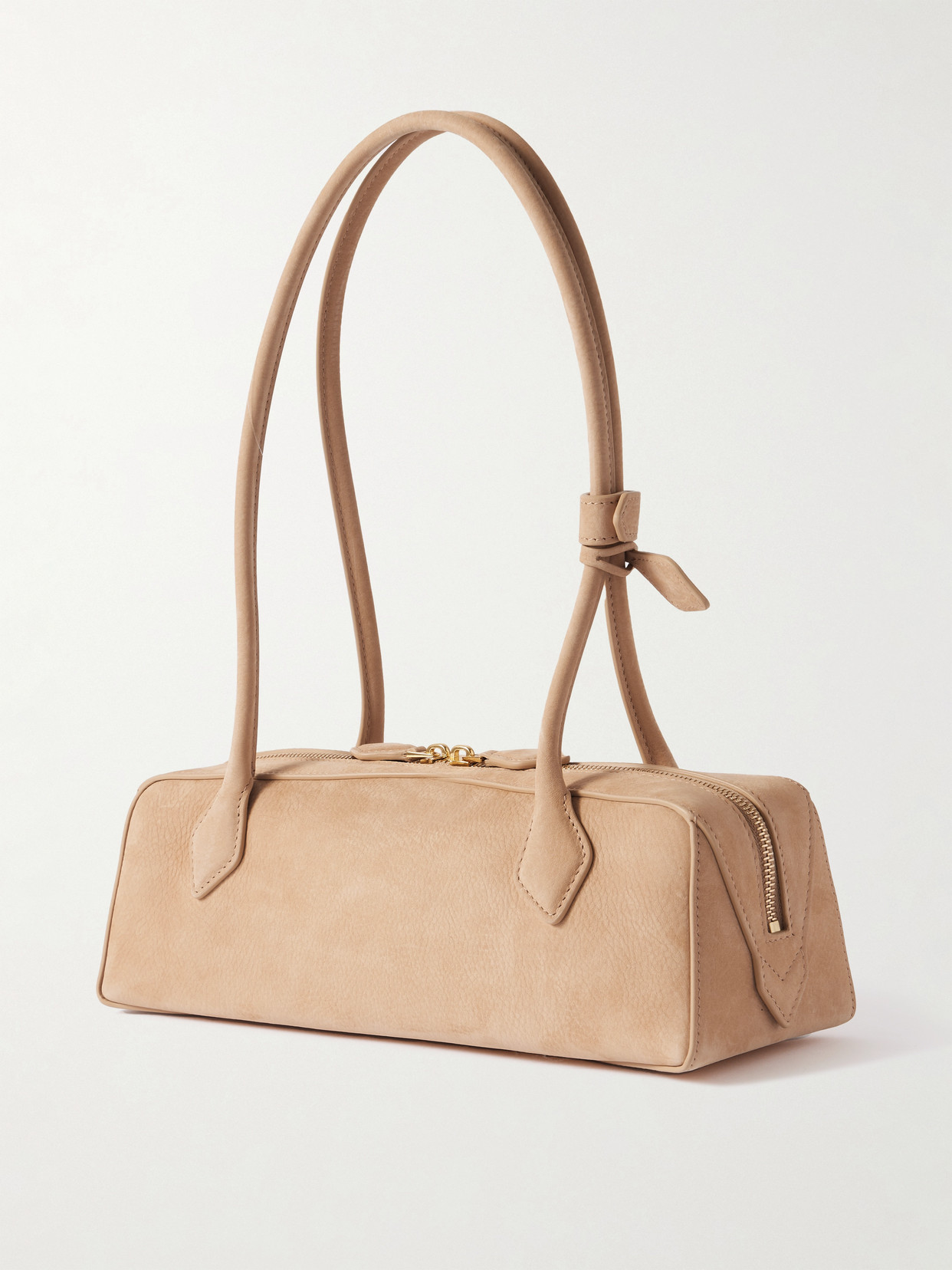 Alaïa Le Teckel Medium Nubuck Shoulder Bag In Neutral