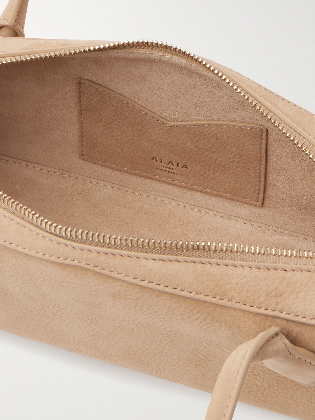 Alaïa Le Teckel Medium Nubuck Shoulder Bag In Neutral