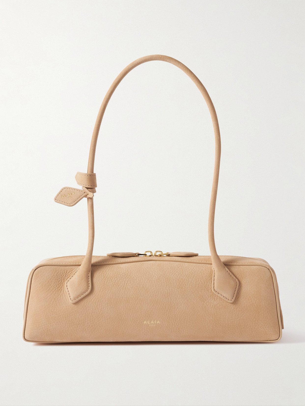 Alaïa Le Teckel Medium Nubuck Shoulder Bag In Neutral
