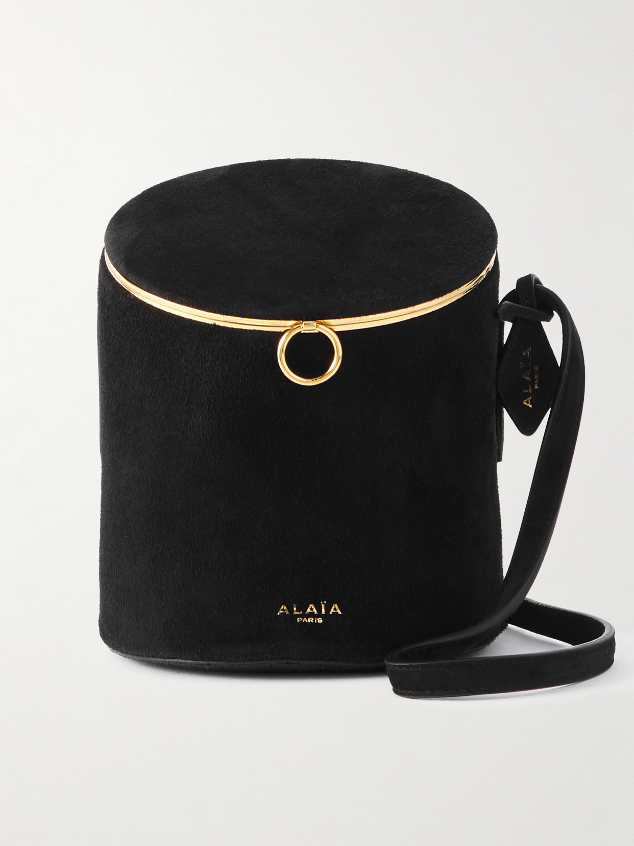 Alaïa La Canette Small Suede Shoulder Bag In Black