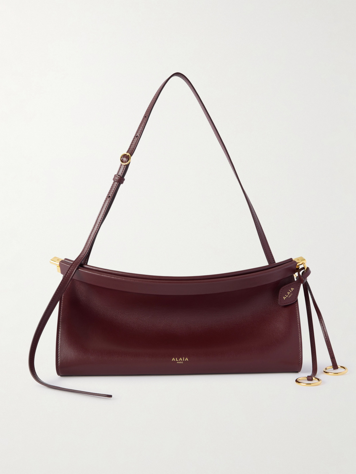 Alaïa Click E/w Medium Leather Shoulder Bag In Burgundy