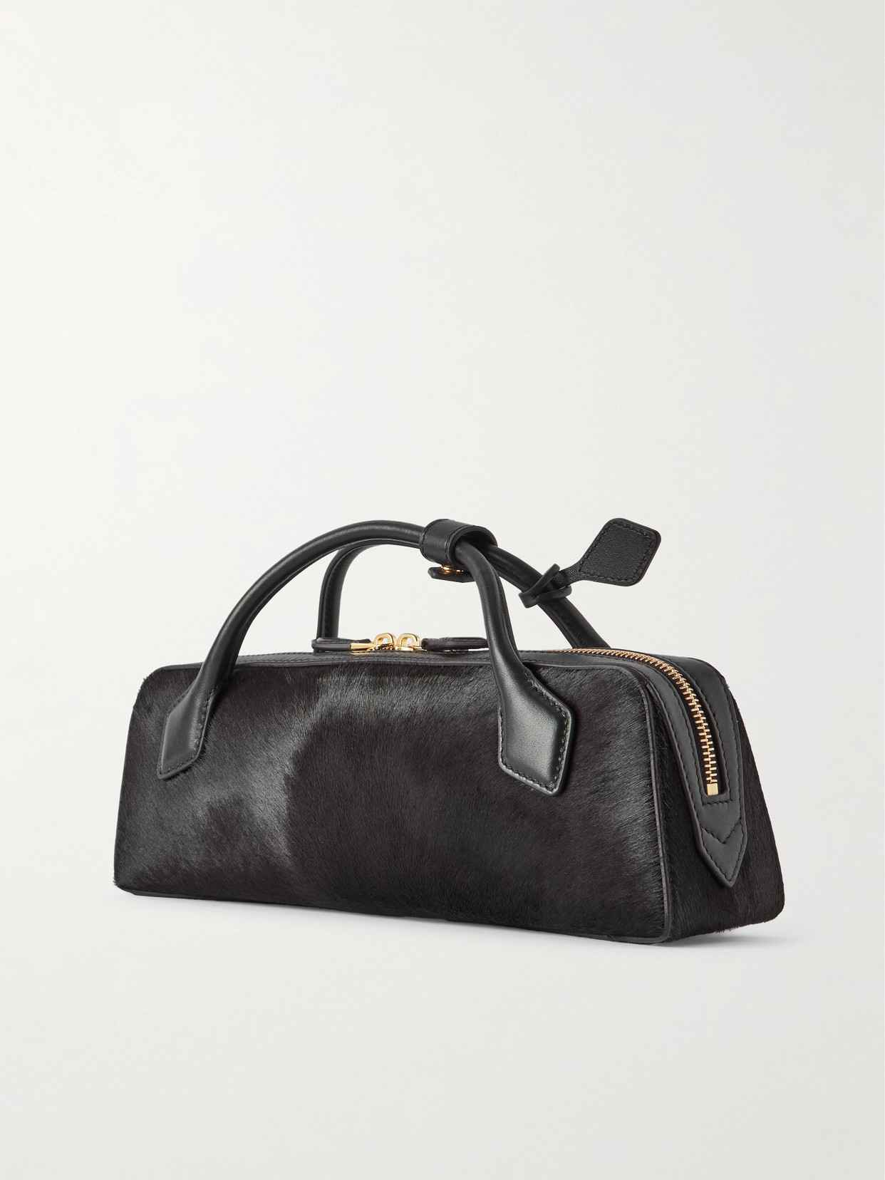Alaïa Le Teckel Leather-trimmed Calf Hair Clutch In Brown
