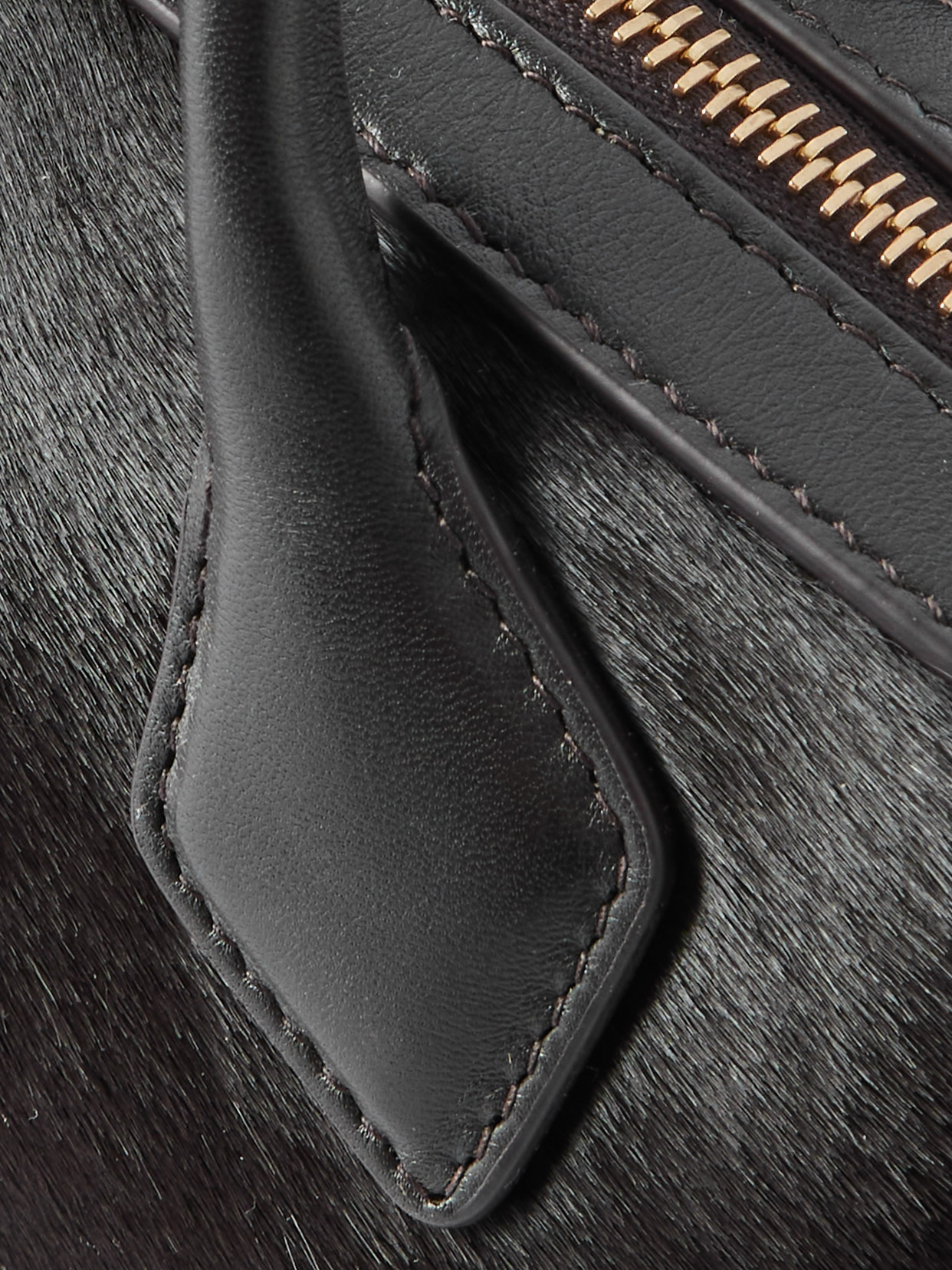 Alaïa Le Teckel Leather-trimmed Calf Hair Clutch In Brown