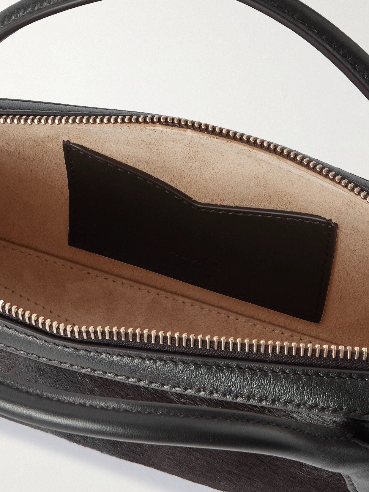 Alaïa Le Teckel Leather-trimmed Calf Hair Clutch In Brown