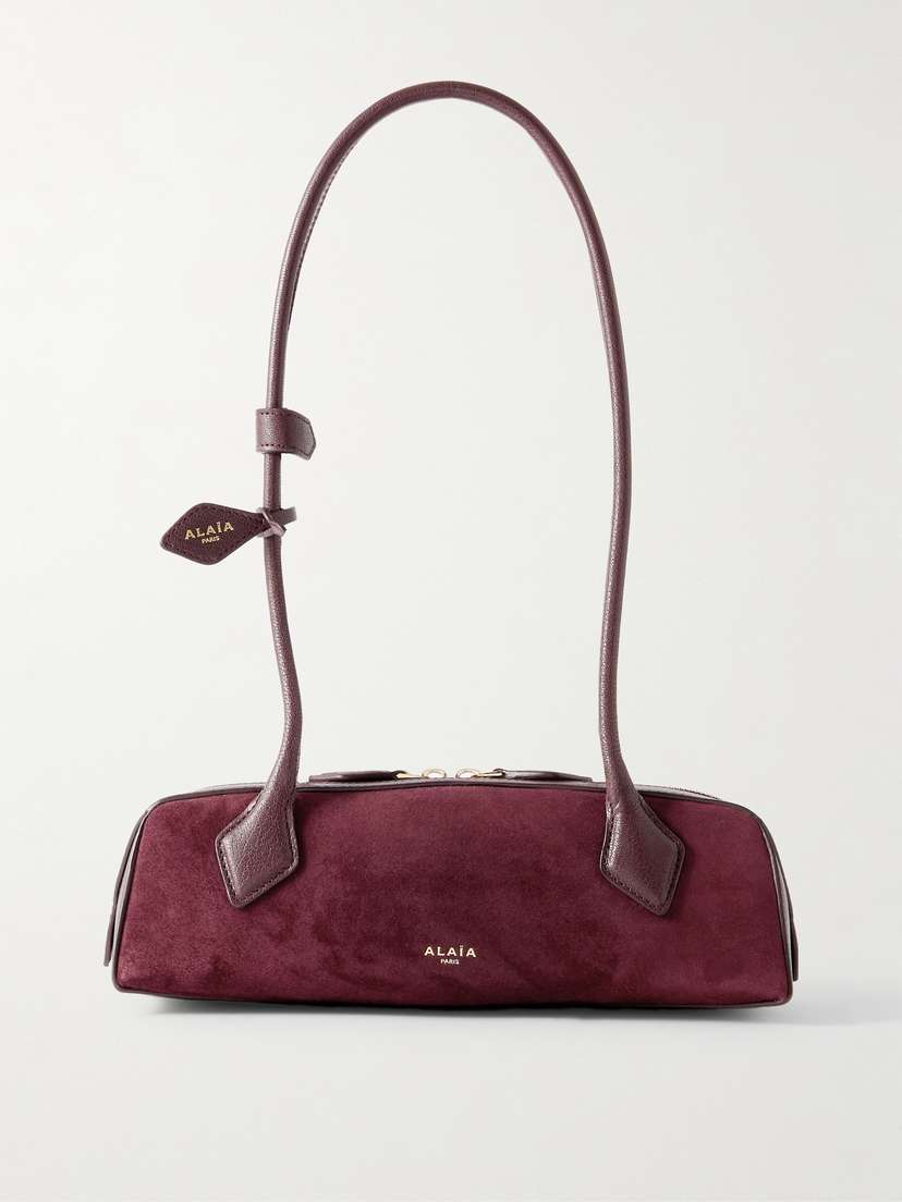Alaïa Le Teckel Small Leather-trimmed Suede Shoulder Bag