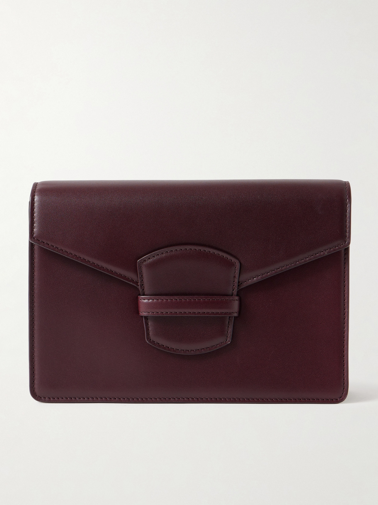 The Row Leather Clutch In Burgundy