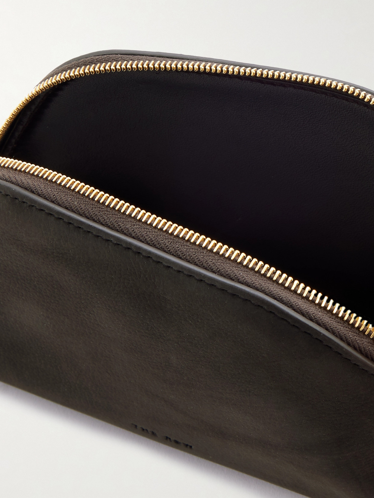 The Row Devon Mini Nubuck Pouch In Brown