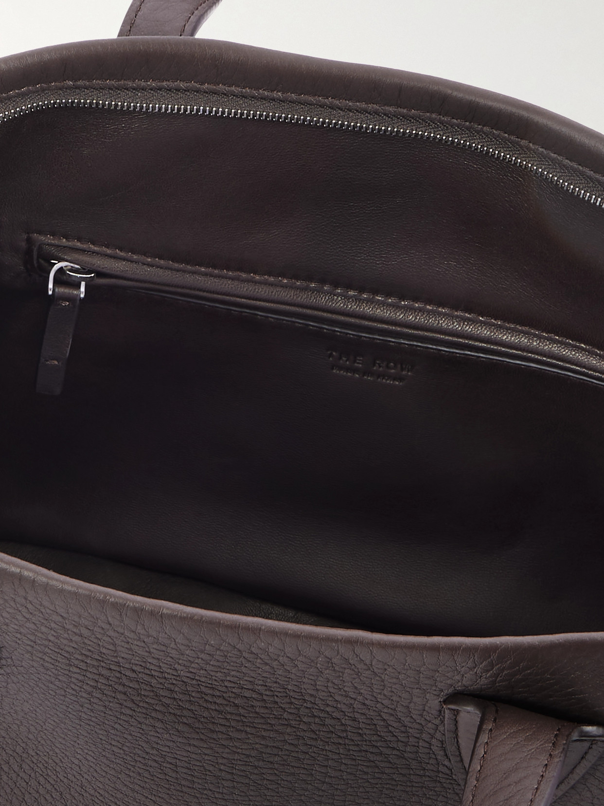 The Row Marcel Textured-leather Tote In Brown