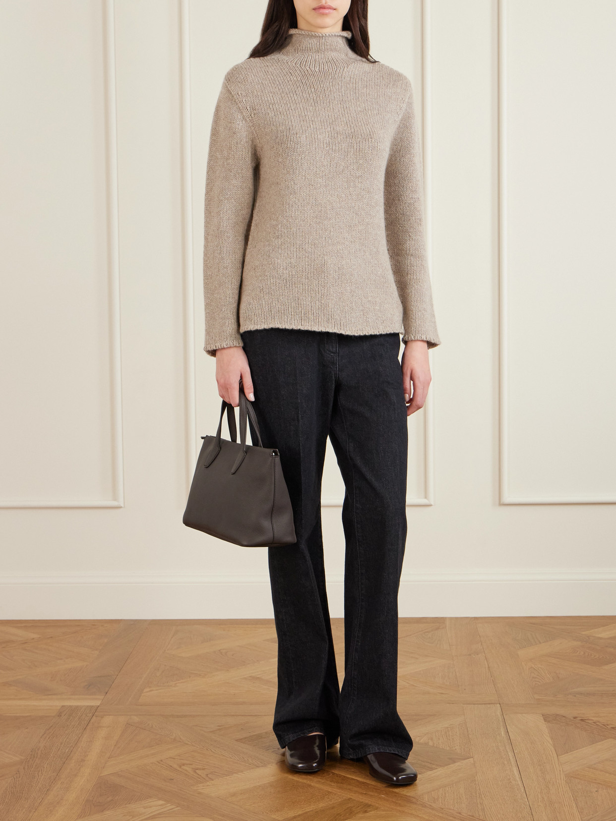 The Row Marcel Textured-leather Tote In Brown