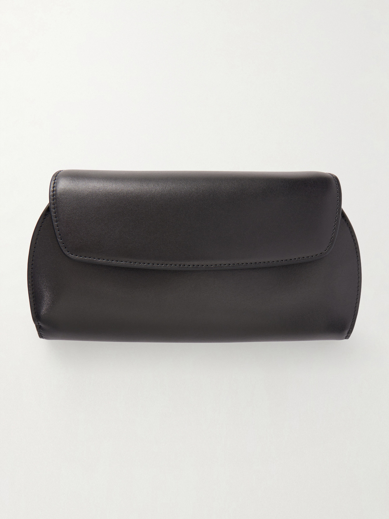 The Row - Curved Leather Clutch - Black