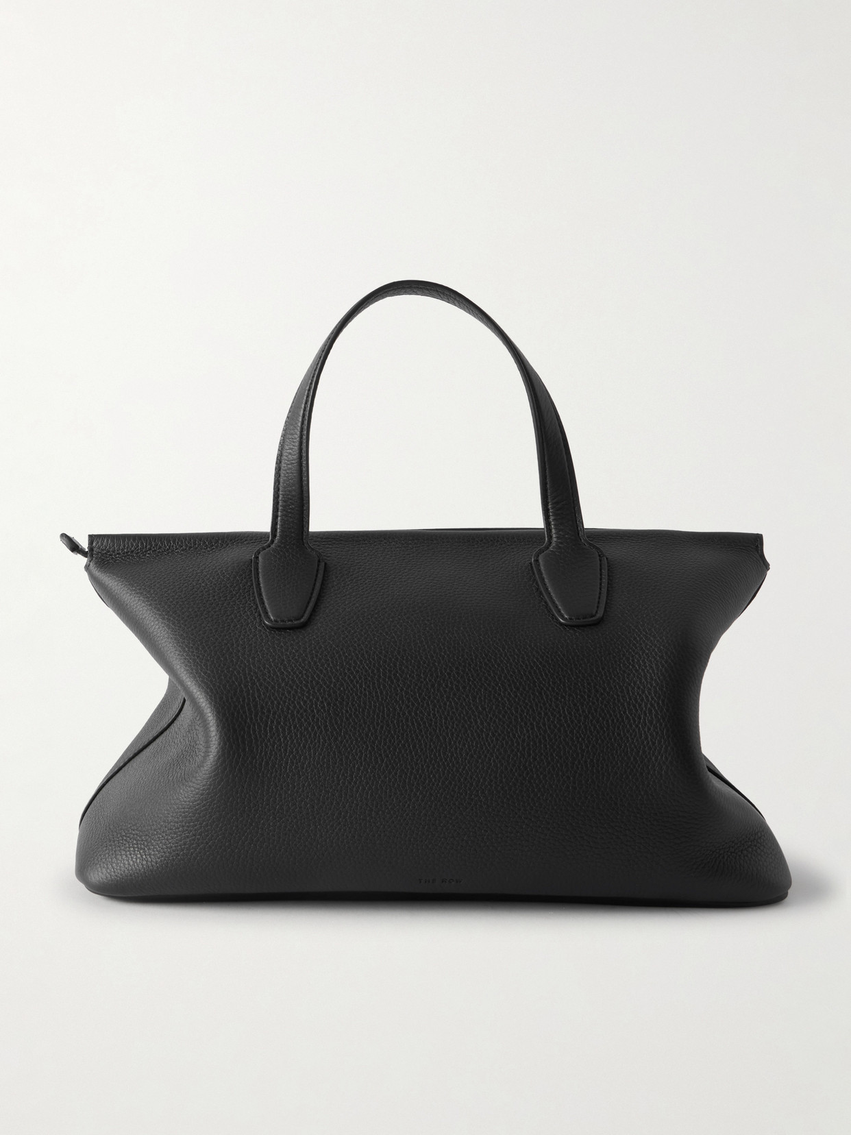 The Row Marcel Textured-leather Tote In Black