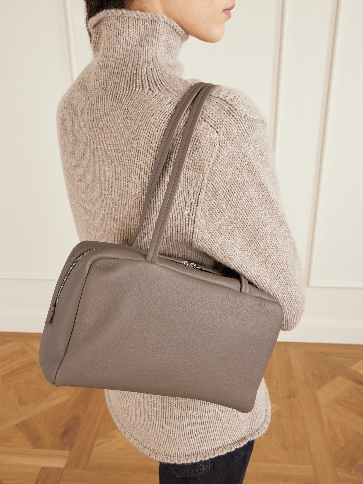 The Row Astra Textured-leather Shoulder Bag In Brown