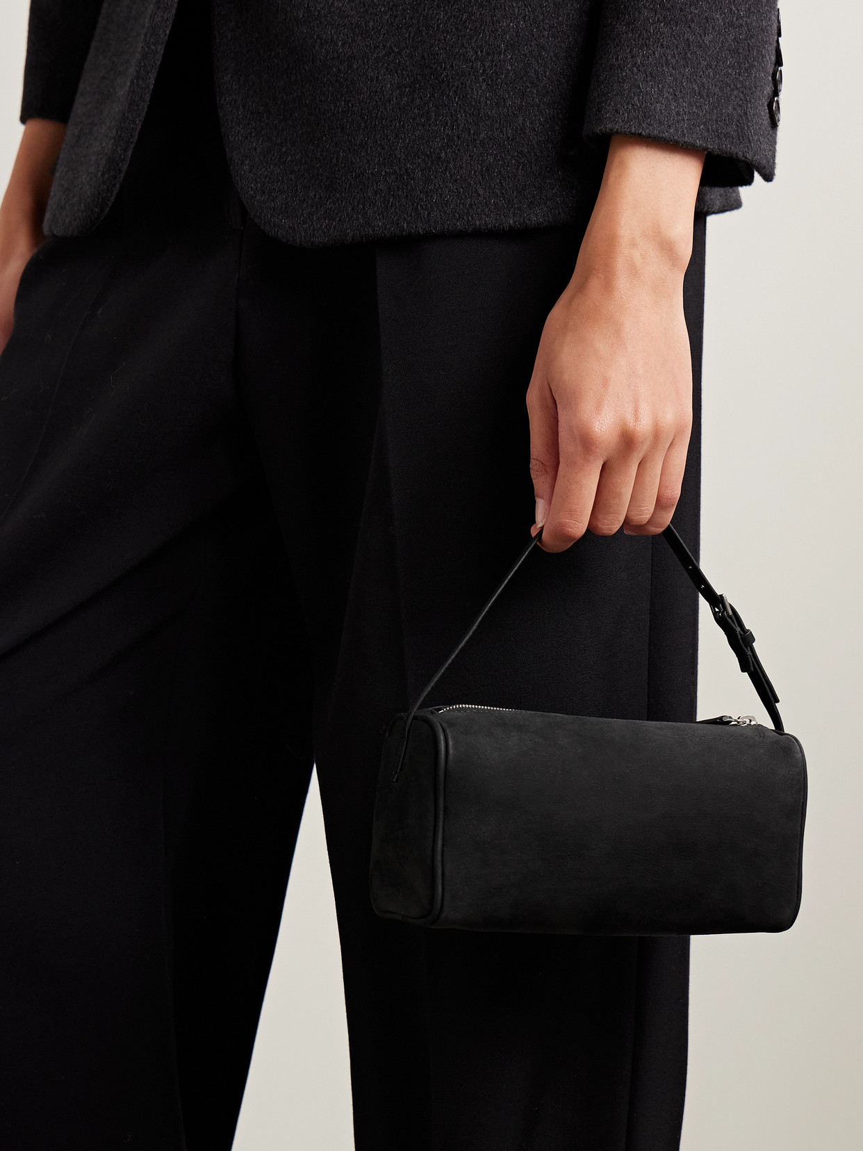 The Row 90's Nubuck Tote In Black