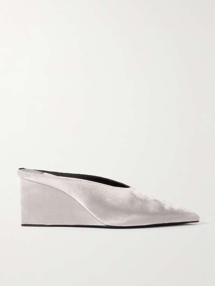 Alaïa 75 Velvet Wedge Mules